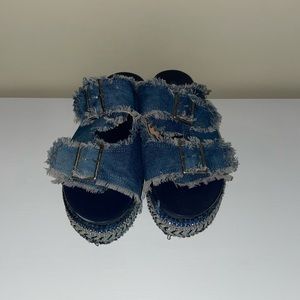 Denim platform sandals